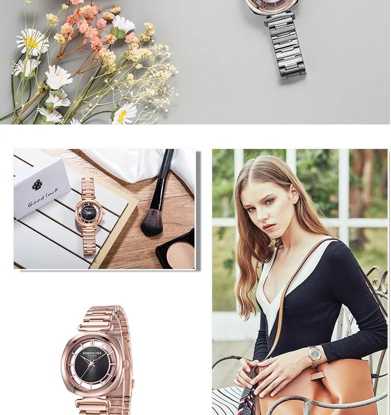 Kenneth Cole, женские часы, кварцевые, прозрачные, простые, из нержавеющей стали, водонепроницаемые, женские, люксовый бренд, часы KC15108001