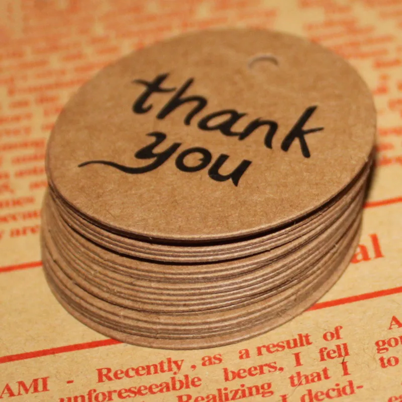 4 см диаметр коричневый спасибо крафт бумага бирка для одежды круглый пустой