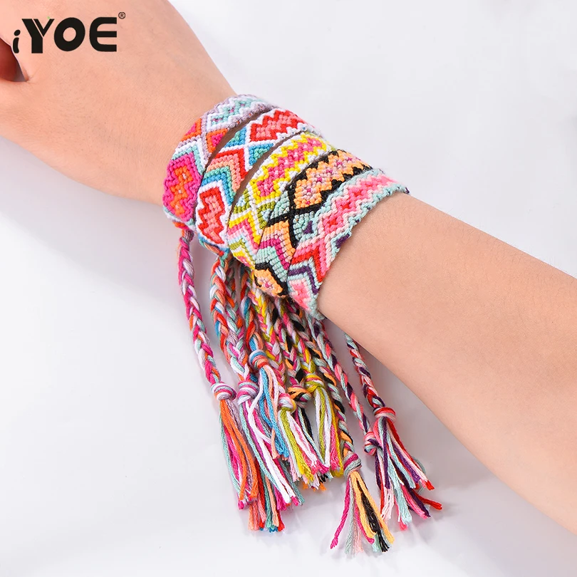 Женский/мужской Плетеный хиппи браслет IYOE браслеты ручной работы в этническом