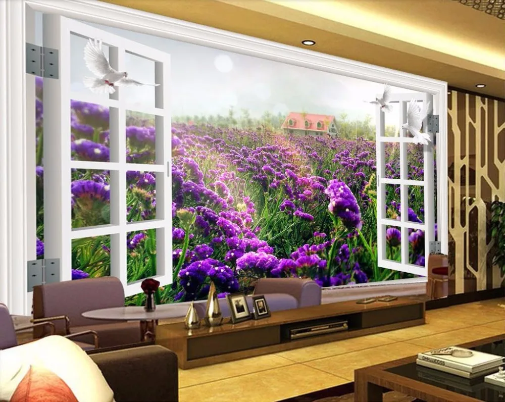 

Custom soundproof wallpaper Out of the window 3D Photo Wallpaper landscape 3d wall paper for living room nonwoven TV backdrop