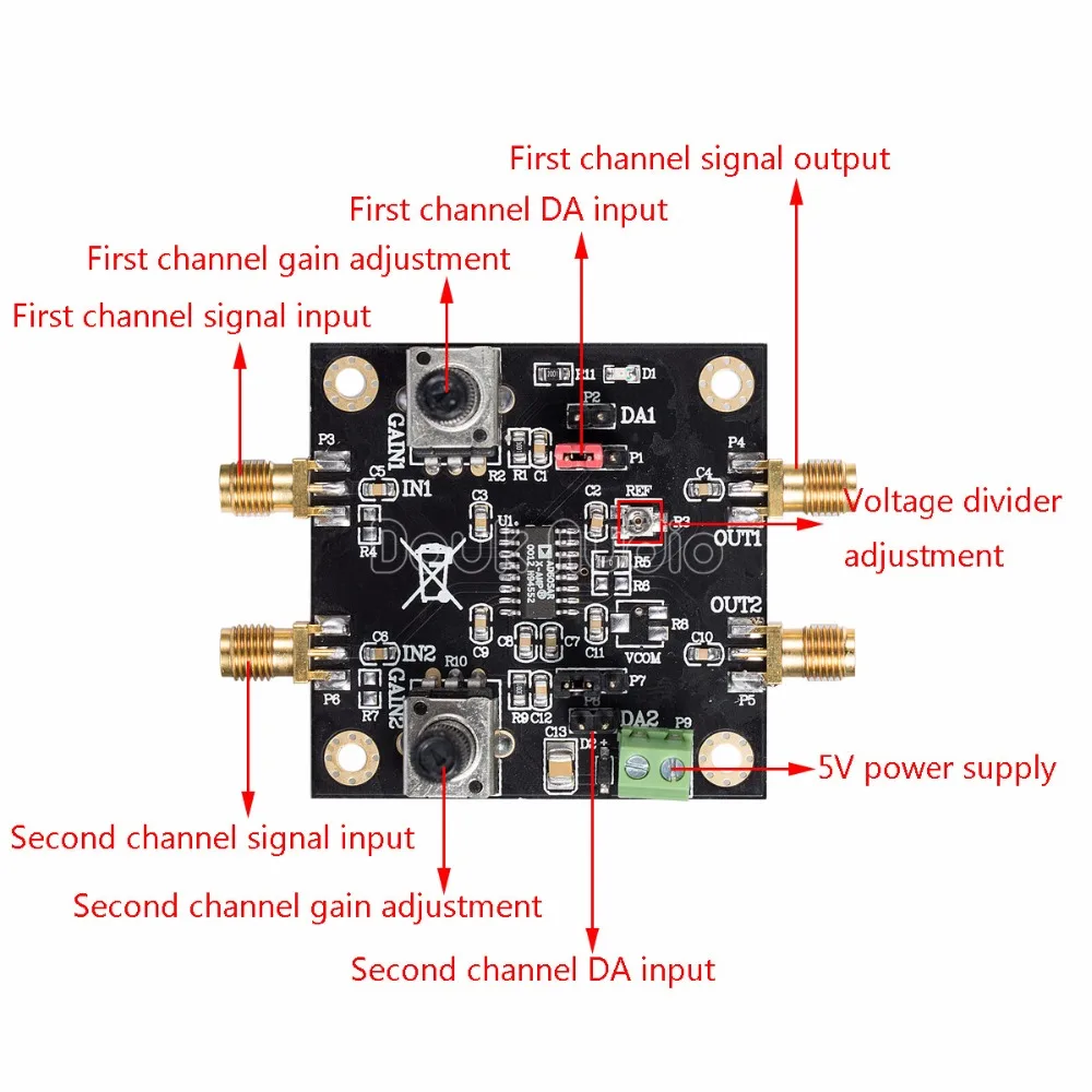 AD605 VGA 2 канальный модуль усилителя с регулируемым коэффициентом усиления низким