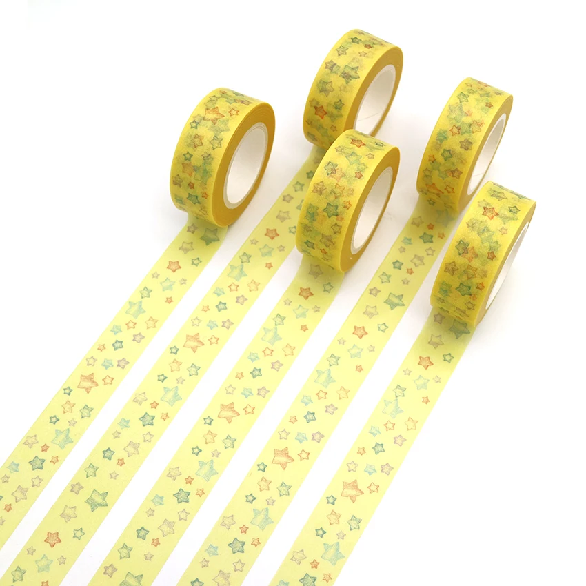 

1 PCS Creative Color Star Washi Tape DIY Decorative Tape Color Paper Office Adhesive Stationery Masking Tape Sticker 15mm*10m