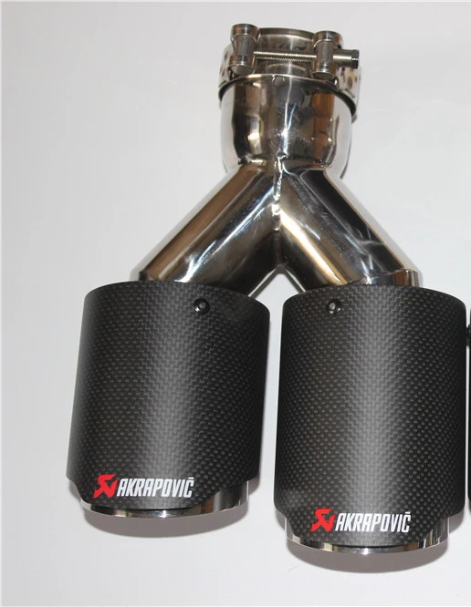Left 2,5 ''на входе 3,5'' выход Универсальный двойной выхлопная труба akrapovic выхлопная насадка углерода волокно Глушитель Трубы - Цвет: Left