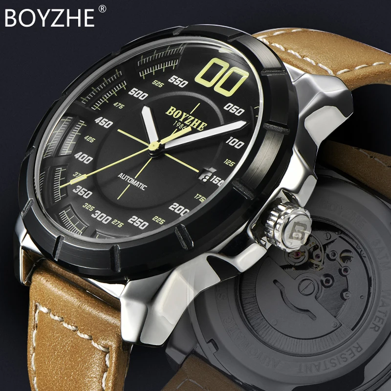 BOYZHE механические часы Для мужчин Автоматическая Tourbillon Элитный бренд Мужчин