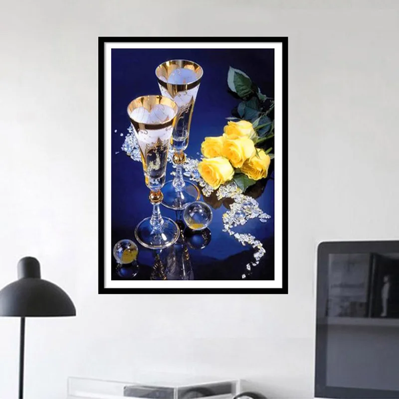 Алмазная вышивка кухонный Настенный декор винный бокал круглая алмазная