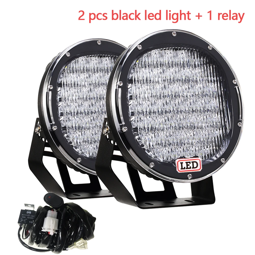 2 black light 1relay Adzoon светодиодный вождения светильник 9 дюймов 225 Вт Автомобильные Лампы 12V 24V LED пятно света потока для 4WD 4x4 грузовик с прицепом, внедорожник Лодка ATV - Цвет: 2 black light 1relay