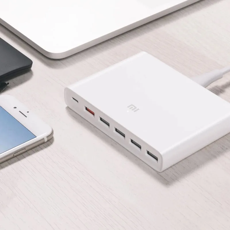 Xiaomi USB-C, 60 Вт, зарядное устройство с 6 usb-портами, QC 3,0, для смартфона, быстрая зарядка, 18 Вт, x2+ 24 Вт(5 В макс = 2,4