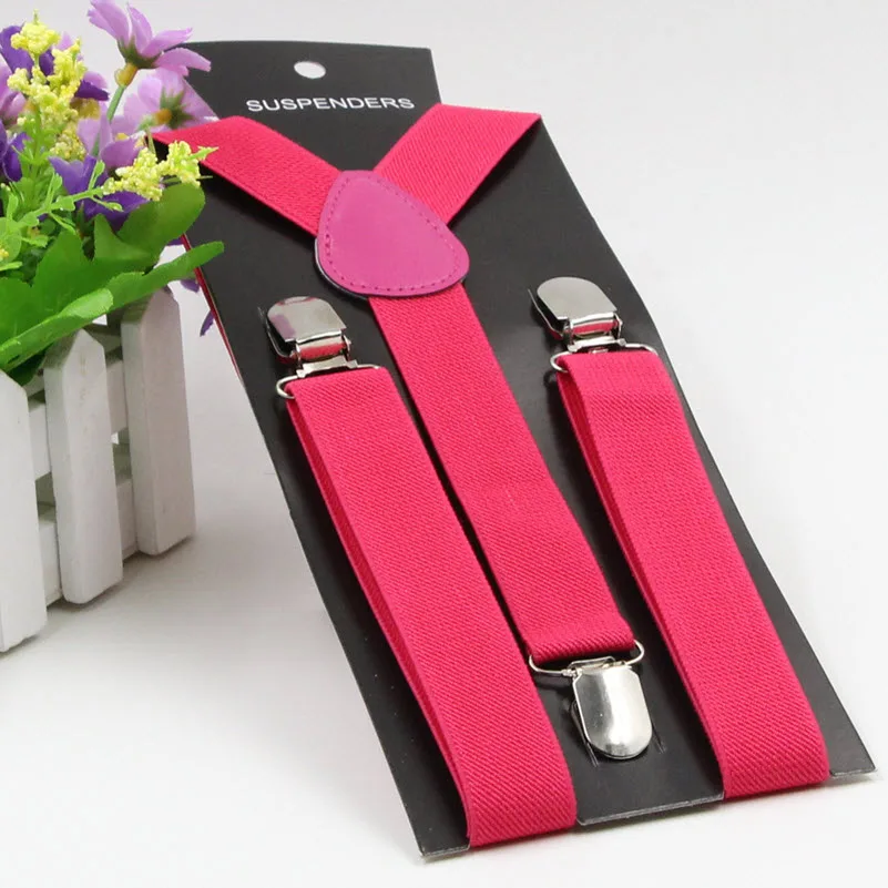 34 hot pink Детские подтяжки для мальчиков Y-back Регулируемая заколка для девочек-на подтяжках пояс для мальчиков 40 цветов M 2,5X85 см - Цвет: 34 hot pink