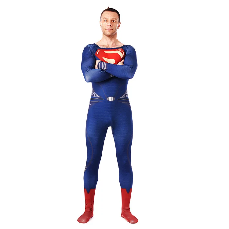 Горячая распродажа человек Сталь Косплэй костюм супергероя зентай облегающий