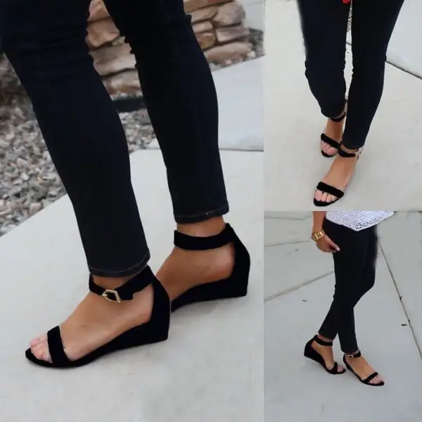 Женская обувь на танкетке chaussure Летняя повседневная с открытым носком 2018 женские