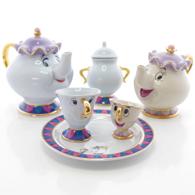 8 дюймов новая керамическая тарелка мультфильм Mrs Potts чип чашка красота и чудовище чайный сервиз чай или торт блюдо принцесса столовая тарелка подарок