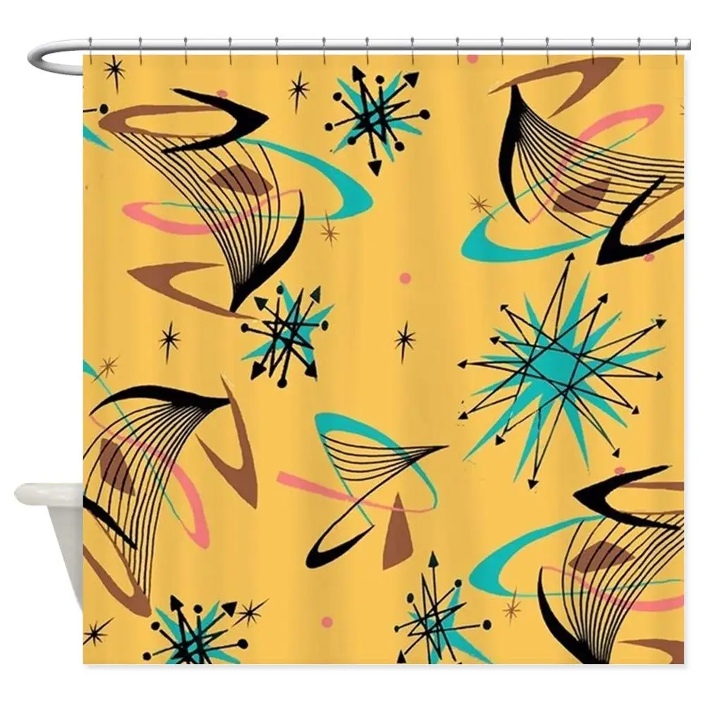 

Mid Century Modern Pattern Decorative Fabric Shower Curtain