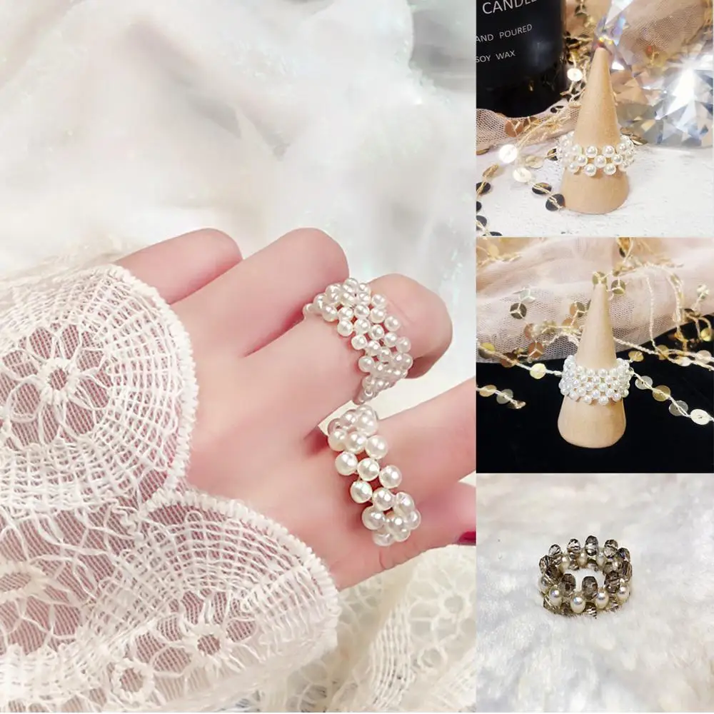 Модное регулируемое красивое кольцо с имитацией кристаллов эластичные женские