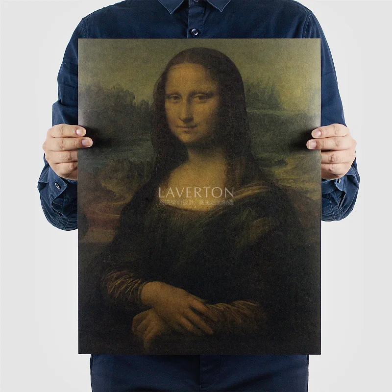 Да Винчи известная картина маслом 1104 Мона Лиза/крафт Бумага наклейки на стену Бар