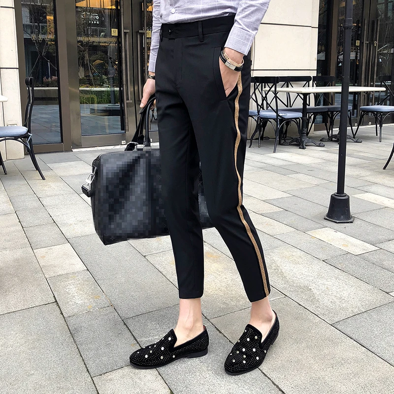 

Webbing pants 2019 new men's slim suit pants business casual office trousers men's trousers men's slim social pants dress pants