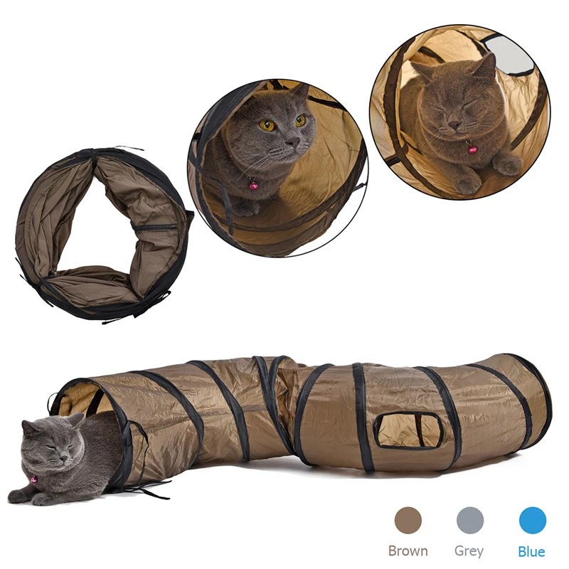 &quotS&quot Забавные Pet туннель Cat играть коричневый складной 1 отверстия Tunnel Котенок