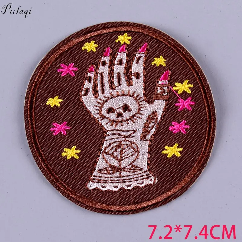 5P-PE1424CT Pulaqi череп рок-группы патчи для одежды DIY Полоса вышитые железные нашивки на одежду металлические музыкальные Значки для рюкзаков - Цвет: 5P-PE1424CT