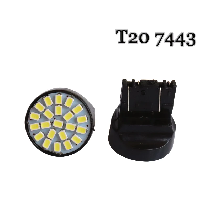 20 штук T20 W21W 7443 22 SMD 1206 3020 Светодиодный 22SMD лампочки автомобильной задней остановки стоп-сигнал задний фонарь белого, синего, красного цветов, DC 12 V
