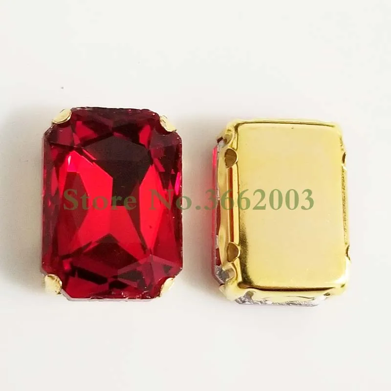 Бесплатная доставка красные Прямоугольные Стеклянные кристаллические камни для