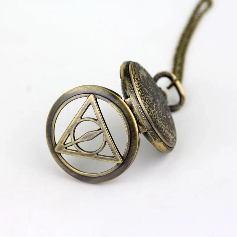 Death Hallows Pocket Watch Magic Hogwards Cos Watch Kid Birthday Holiday Gift Halloween Cosplay Accessory Bronze Link Chain Watc