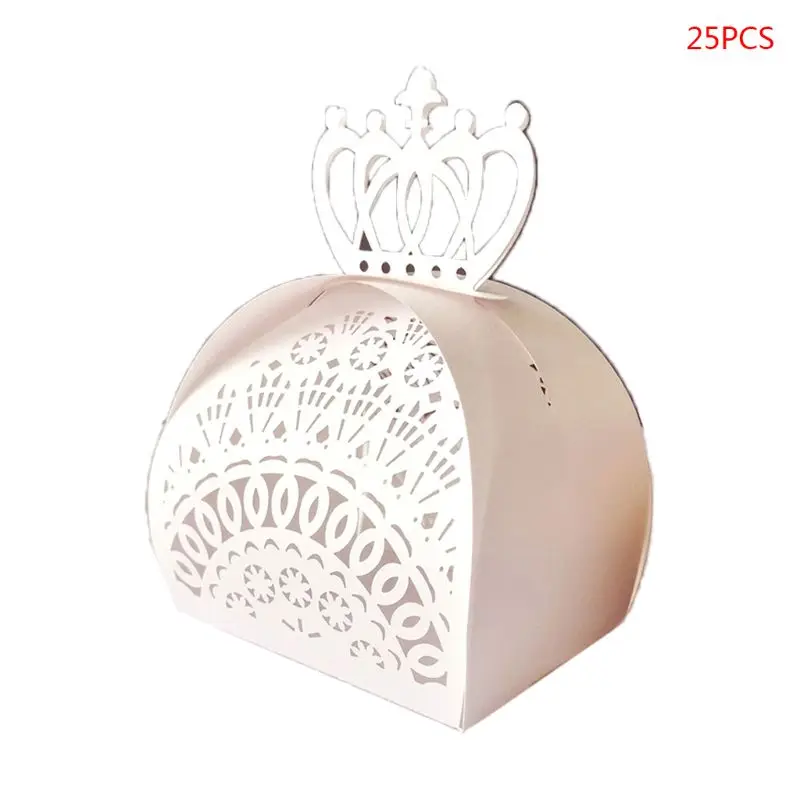 25 шт./упак. с лазерными вырезами коробки для шоколада и сладостей Baby Shower свадебные сувениры, подарки для вечеринок Поставки - Цвет: Белый