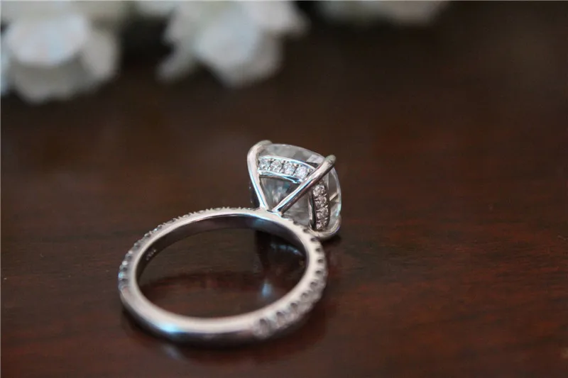 Модное кольцо 925 пробы Серебряная Подушка cut 1ct AAAAA cz обещание обручальные кольца