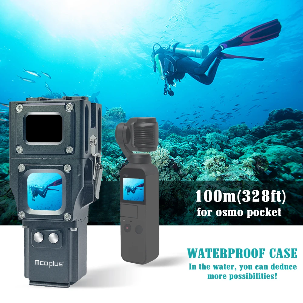 Увеличением фокусного расстояния Mcoplus 100 м/328ft для подводного погружения и дайвинга Водонепроницаемый Камера Корпус чехол для DJI OSMO Карманный 3-осевой Карманный шарнирный стабилизатор для камеры GoPro Камера