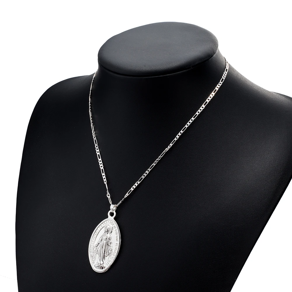 Золотистый медальон ALIUTOM ожерелье Девы Марии унисекс с монетами длинное для