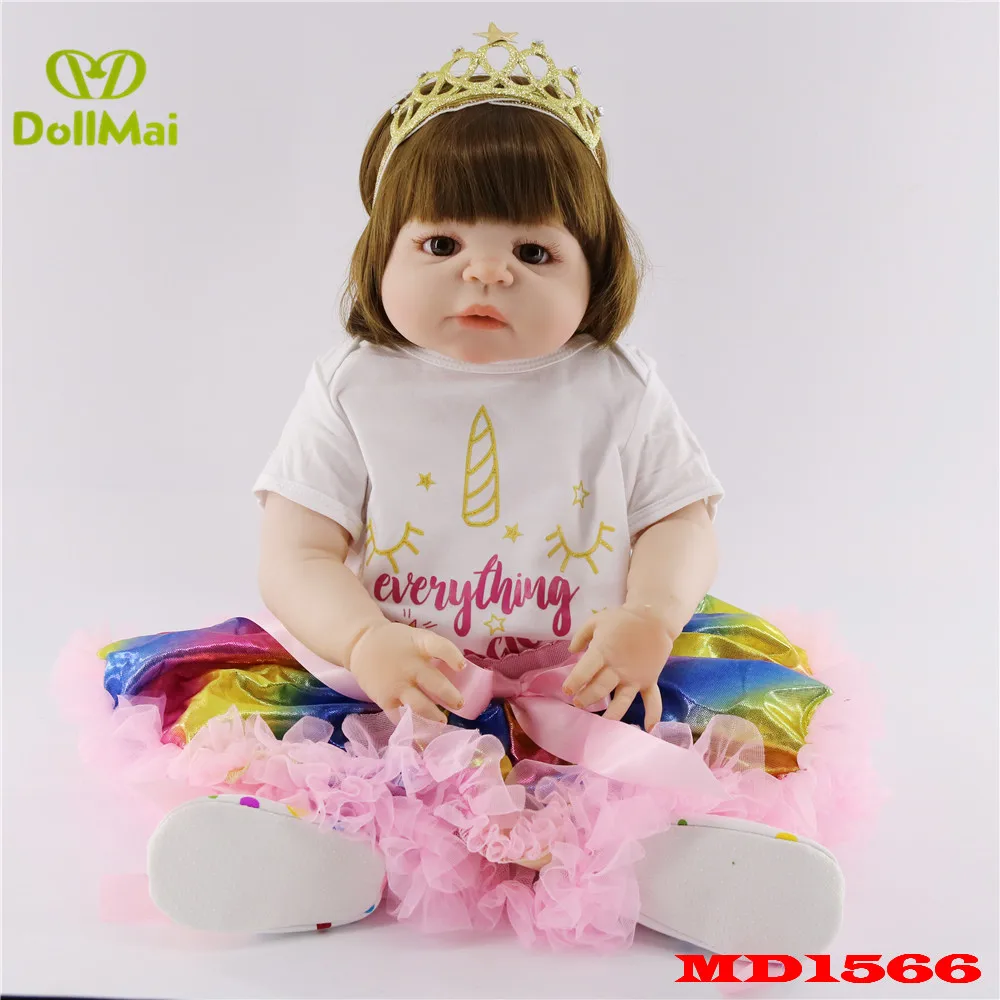 

57CM real baby Full Body SIlicone Girl Reborn Babies Doll Bath Toy Newborn baby Princess Doll Bonecas Bebes Reborn Menina