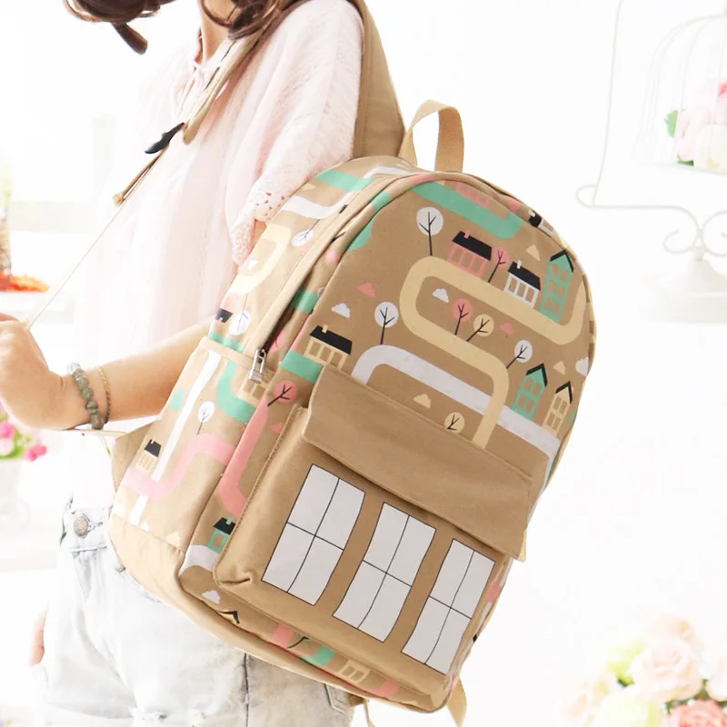 Новинка 2020 модные холщовые рюкзаки с принтом животных женский рюкзак школьный