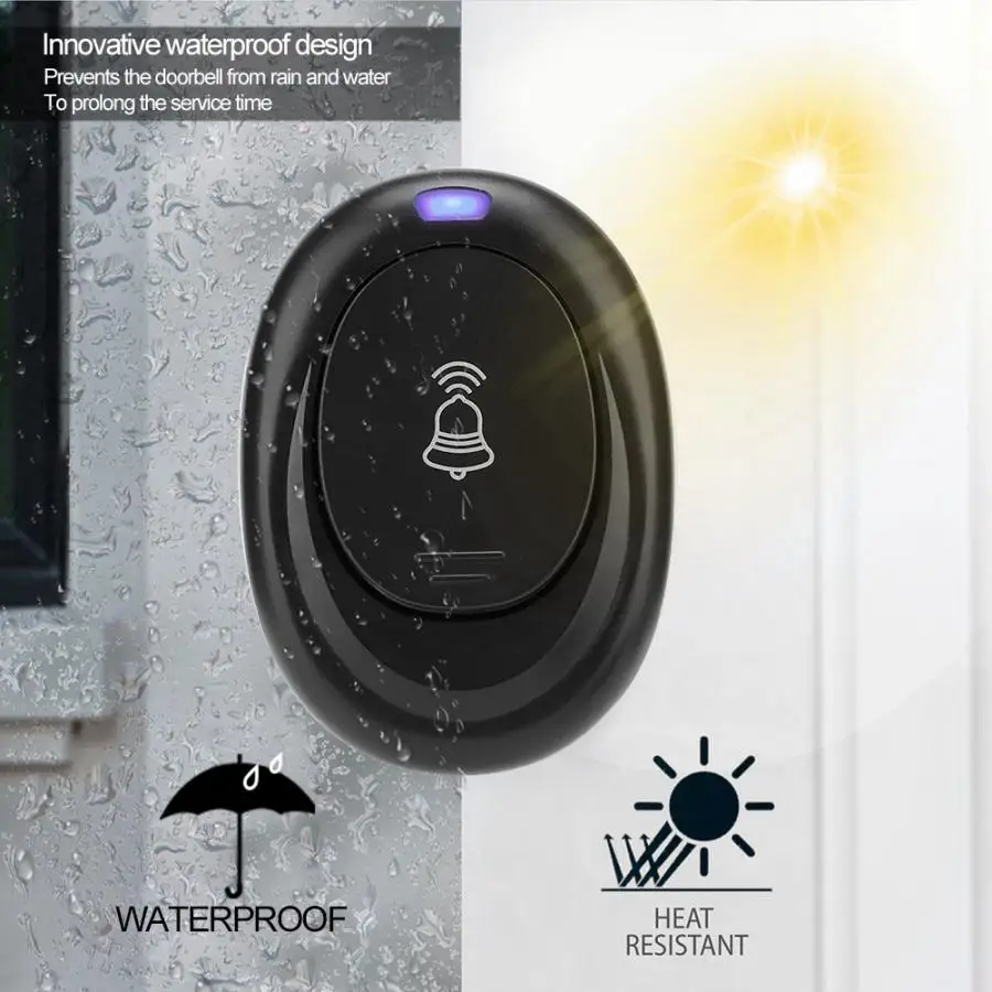 200m Remote Wireless 36 music Waterproof LED door bell 4 Volume Home Security Intelligent wireless Doorbell induction | Обустройство