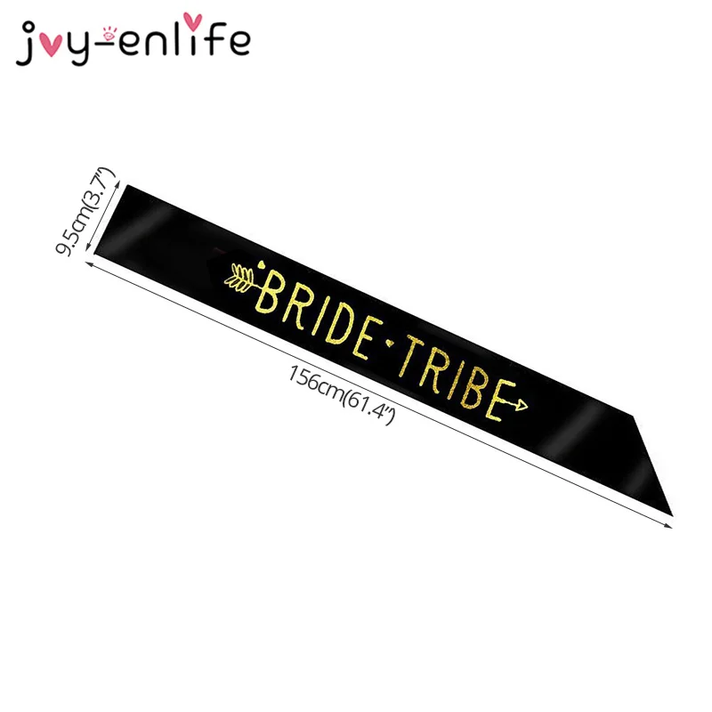 6pcs/set Satin Bride Team Sash Bachelorette Party for Hen Wedding Bridal Shower Black with Gold Letter | Дом и сад