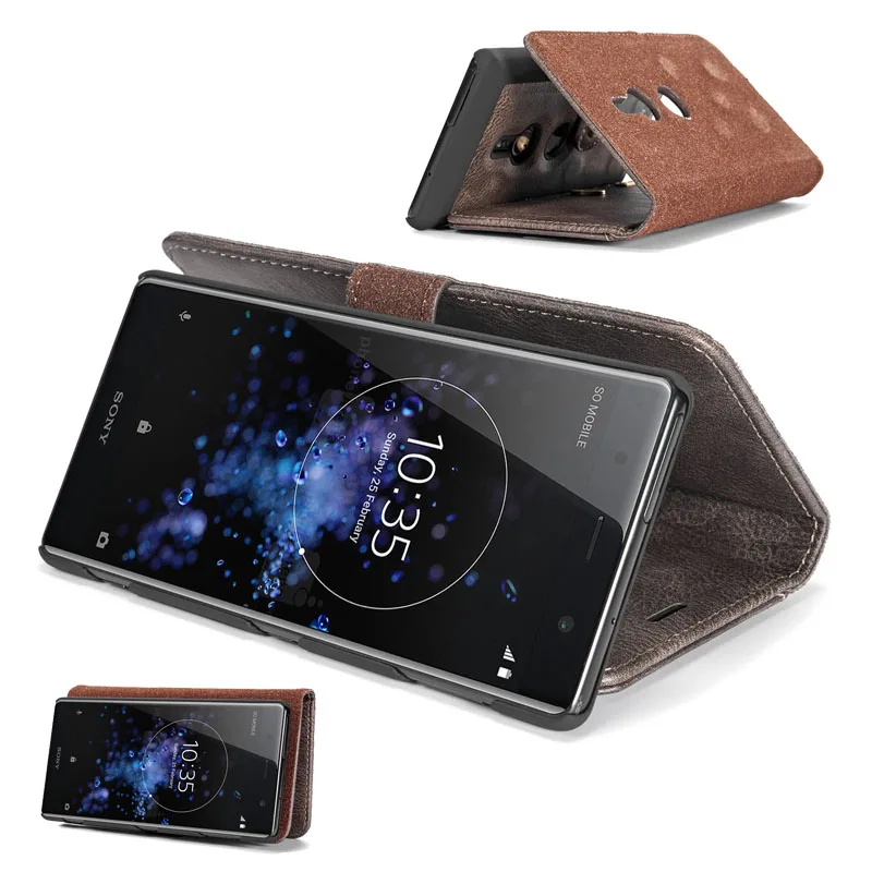 DG. MING Чехол бумажник из натуральной кожи с откидной крышкой для Sony XZ2 Compact 2 в 1