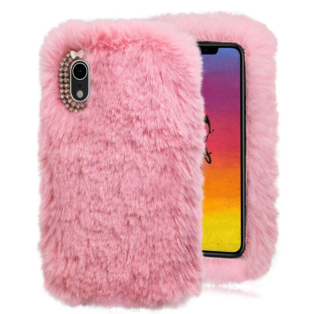 Для iPhone XR 6,1 дюймов чехол для телефона двухрядный плюшевый ударопрочный чехол для мобильного телефона# P3