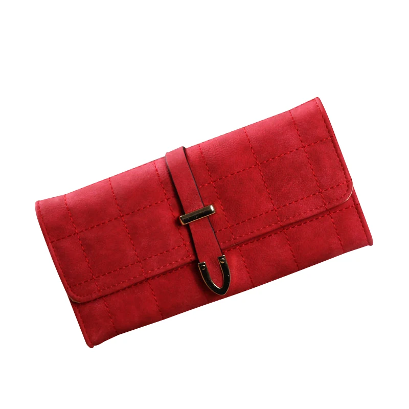 Новинка Модный женский длинный кошелек в три сложения однотонный с эффектом