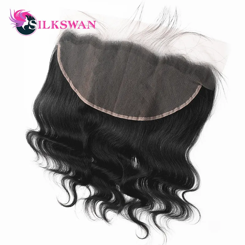 Silkswan волосы бразильские 13*4 Кружева Фронтальная объемная волна Remy человеческие волосы ухо до уха закрытие предварительно выщипанные волосы с детскими волосами
