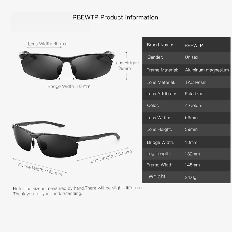Мужские солнцезащитные очки RBEWTP из алюминиево-магниевого сплава