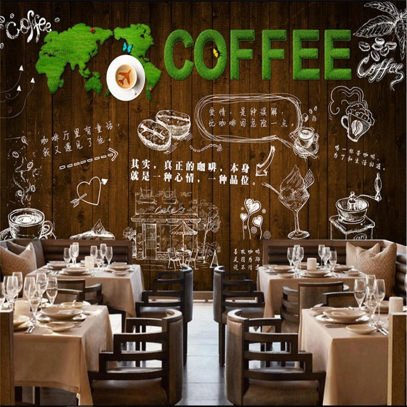 Деревянный фон для кофейни с зелеными травами и буквами на заказ большие средние