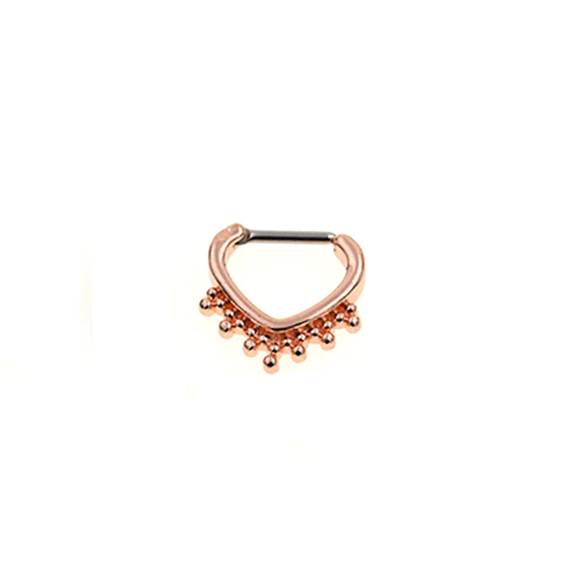Rose gold 1 шт. степум нос кликер обруч кольцо пупка губы соска ушной хрящ кольцо пирсинг ювелирные изделия для тела - Окраска металла: Rose gold