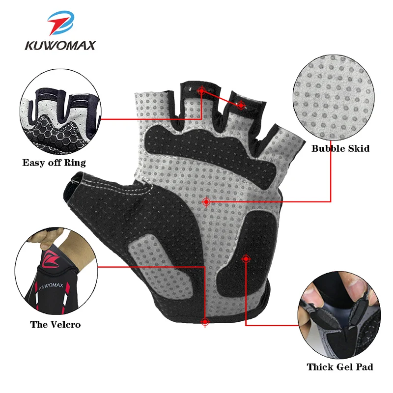 KUWOMAX MTB велосипедные перчатки, гелевые мужские женские летние велосипедные спортивные силиконовые противоскользящие велосипедные перчатки, аксессуары