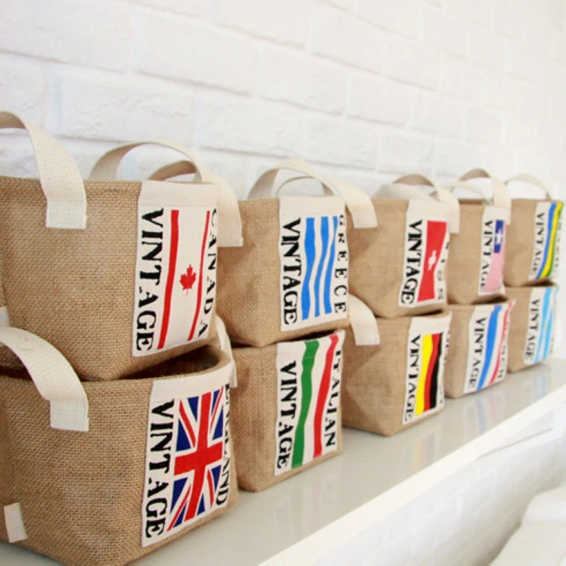 Английский Американский Cancada льняной Настольный органайзер для хранения разного