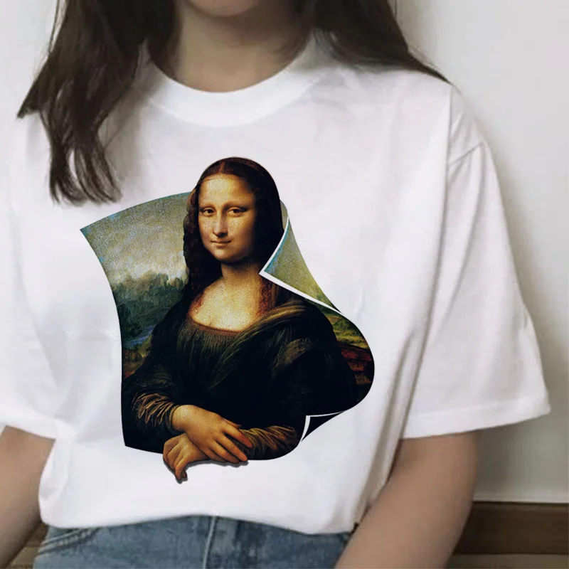 Mona lisa cat футболка Женская Новая мода Топ летняя футболка эстетический Забавный гранж каваи femme короткая футболка хип-хоп - Цвет: 7286