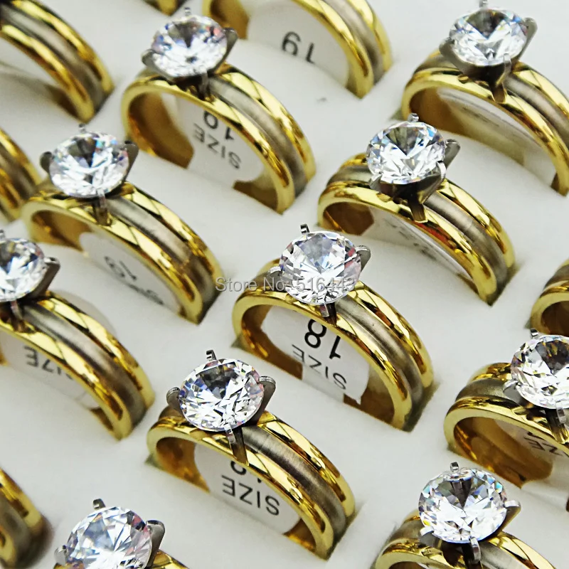 Не зеленый! Никогда не выцветает! Новые AAA фианиты 18k золото 316L нержавеющая сталь с