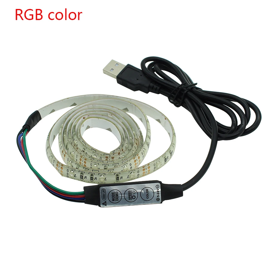 50CM 1M 2M 3M 4M 5M USB LED Strip Light DC 5V 3528 SMD IP65 Waterproof RGB Flexible tape ribbon TV Background Lighting | Освещение