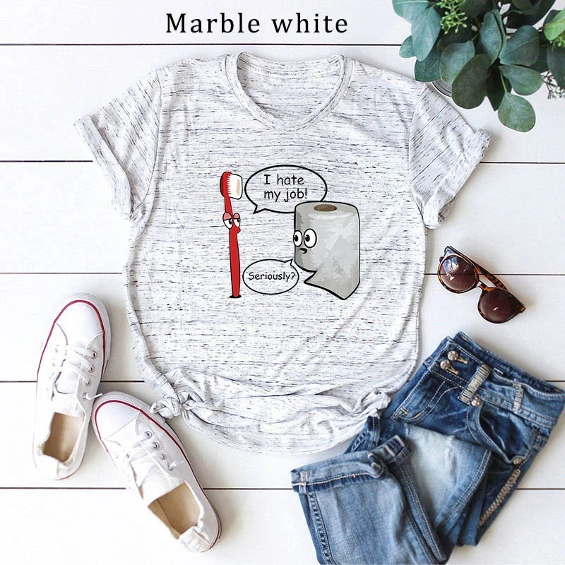 Новинка 2019 летняя модная женская забавная креативная Футболка с принтом диалога