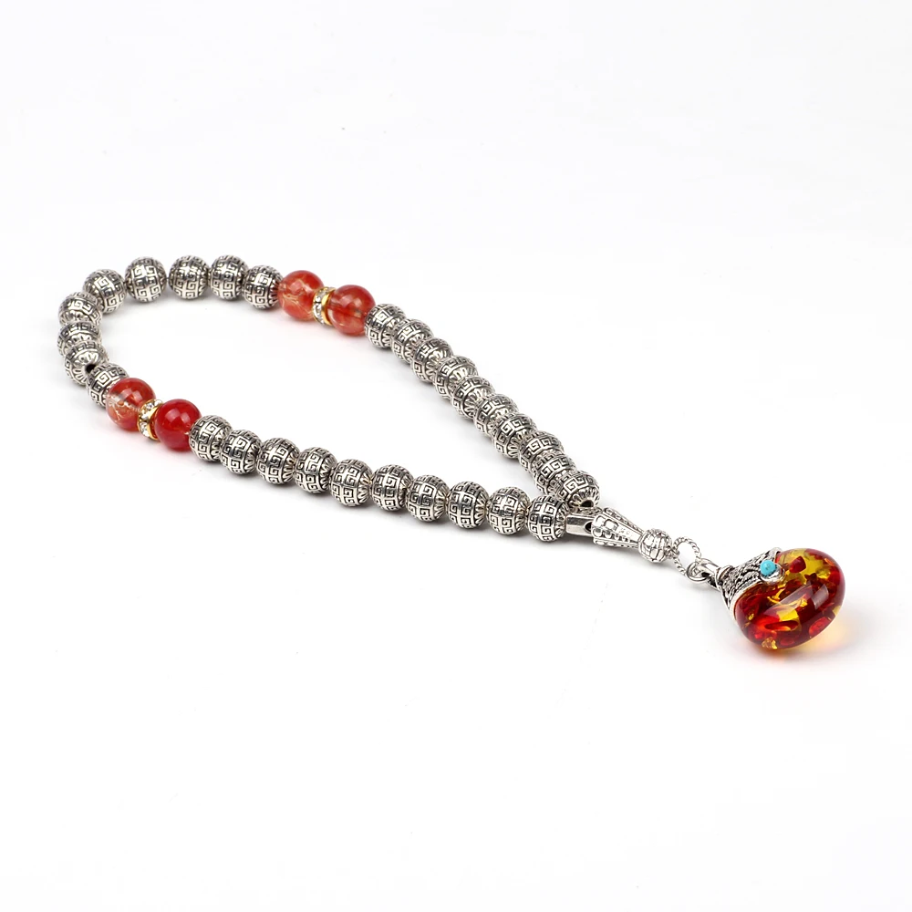 Магазин Tasbih 33 шт 10 мм посеребренный tesbih с Янтарной подвеской|tasbih silver|amber tesbihtesbih amber