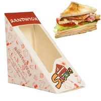 cartoon sandwich case cover trilateral cake packing box cookies bag bread stickup sack bakery restaurant shop package 50pcsset