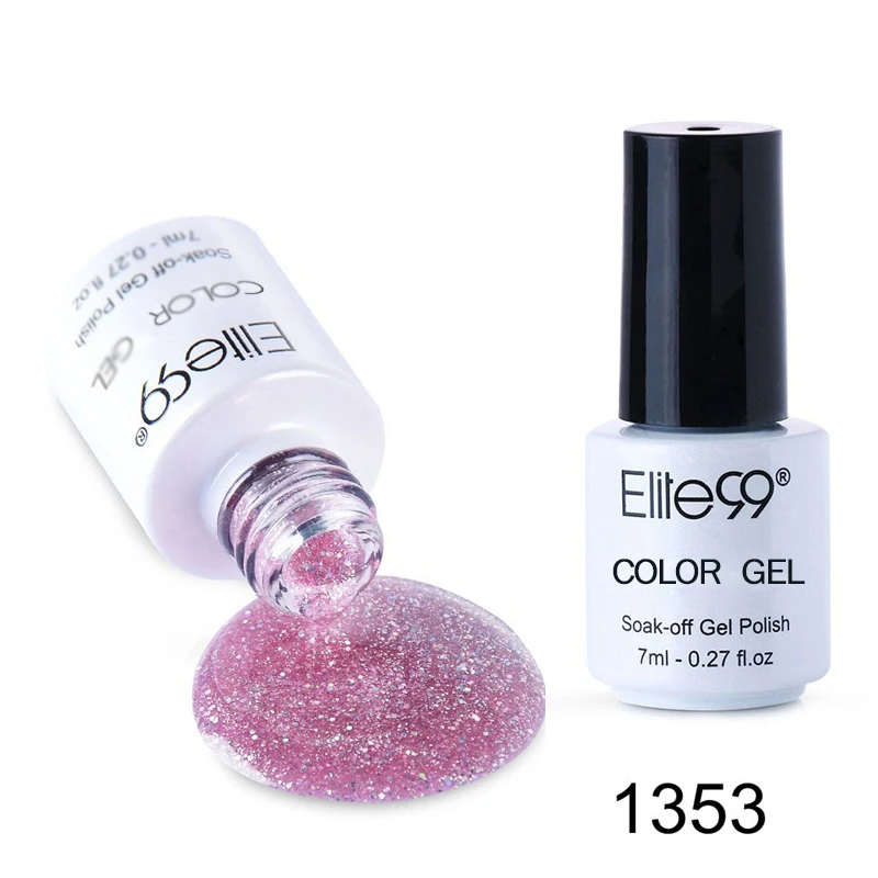 G1353 Glitter Pink Elite99 7 мл УФ чистый цвет серия Гель-лак для Ногтей Стойкий Гель-лак для ногтей Vernis полуперманентный гель-праймер для ногтей Лаки - Цвет: G1353 Glitter Pink