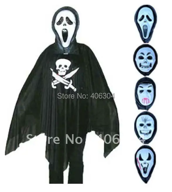 Бесплатная доставка черный костюм на Хэллоуин для взрослых с маской ужаса