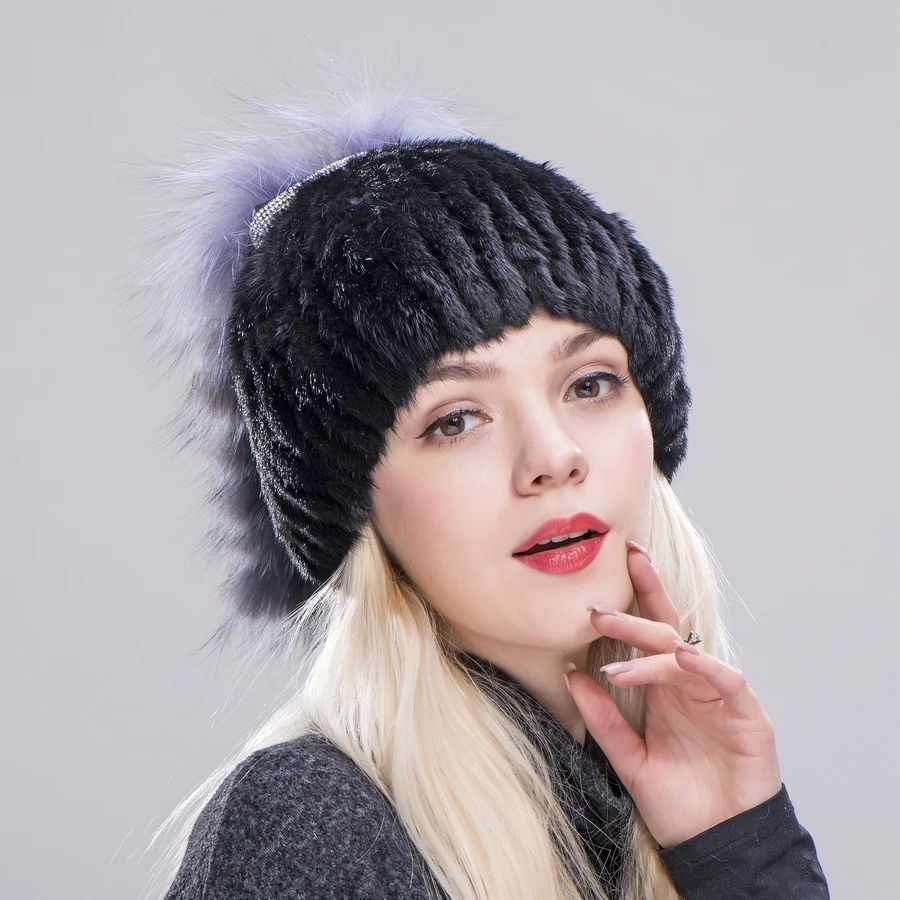 Женские шапки FXFURS из меха норки роскошные модные зимние с лисьим хвостом и